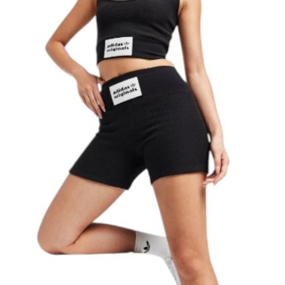 Adidas black booty ribbed tight noir shorts size M - Picture 1 of 6